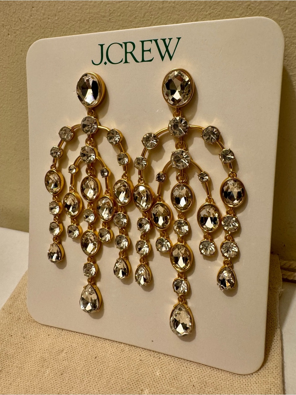 J.Crew Crystal Chandelier Statement Earrings Clear
NWT Pouch CFO15